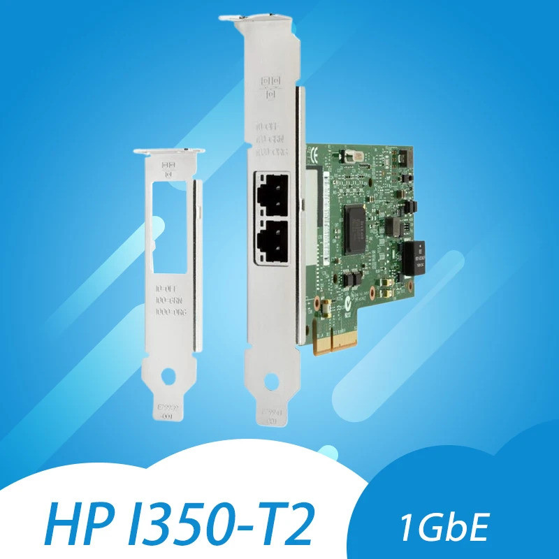 HP NC360T 1Gb การ์ดเครือข่าย I350-T2 พร้อม Intel Ethernet Server Gigabit LAN อะแดปเตอร์ I350T2V2BLK 