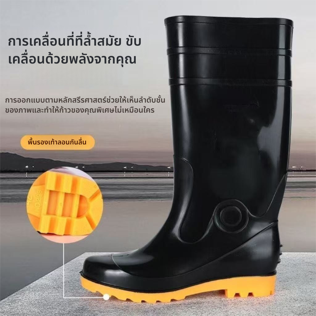 ️Shoes, Long Boots, Waterproof Boots, Black Lace-Up Boots. Made in Thailand, Waterproof Boots, Heigh