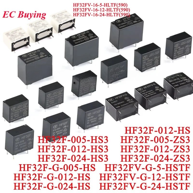 1pc Power Relays HF32F HF32F-G HF32FV-G JZC-32F 005 012 -24 -5 HS HS3 ZS3 HSTF DC 5V 12V 24V 3A 5A 1