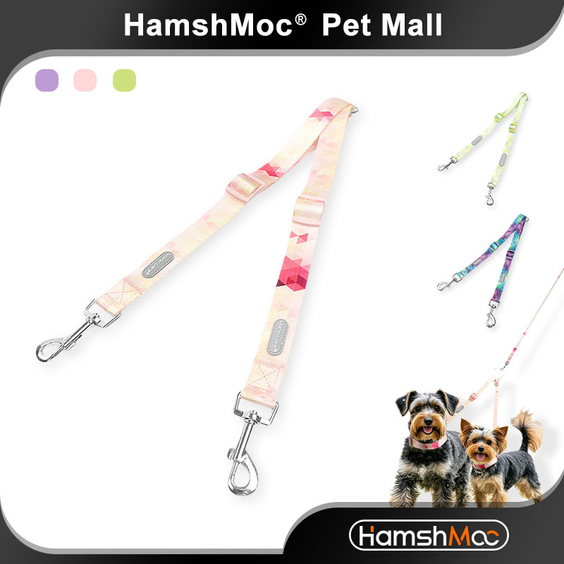 HamshMoc Dual Dog ตะกั่วปรับความยาวได้ 360 หมุนได้แหวนสแตนเลสไนลอนสําหรับงานหนัก