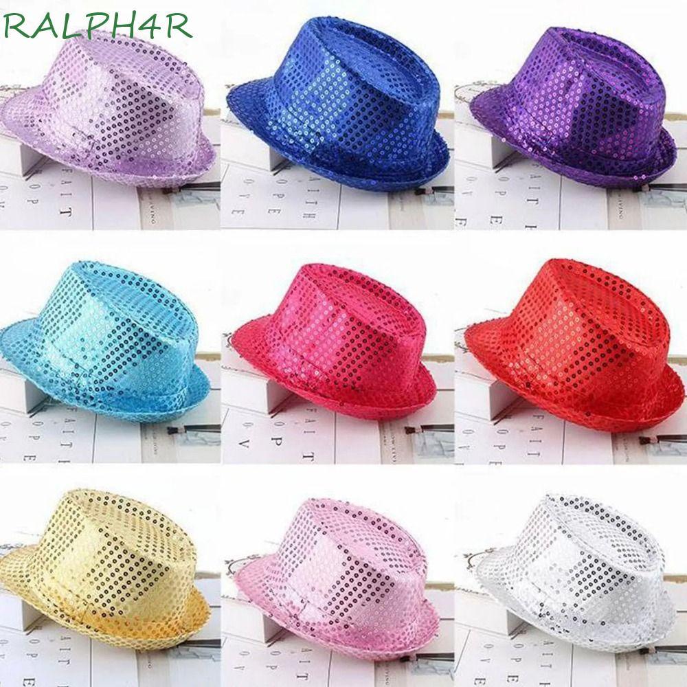 RALPH4R เลื่อมหมวก Fedora, เลื่อม Brilliant Dance แจ๊สหมวก, Street Dance Shiny Performance 58 ซม./54