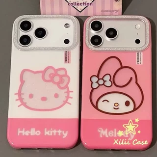 สำหรับ IPhone 11 7Plus16 12 13 15 14 Pro Max XR X XS 6 7 8 15 Plusน่ารักสวัสดีคิตตี้กระต่ายน้อยเมโลดี้กากเพชรกรณีซิลิโคน