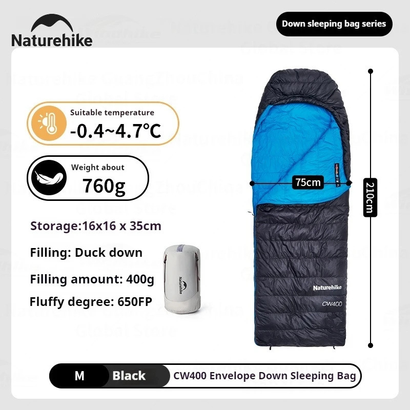 Naturehike Cw400 ถุงนอนฤดูหนาว 650fp เป็ดลง Hooded เดินป่าถุงนอน 20d ไนลอนกันน้ํา Ultralight ซองจดหม
