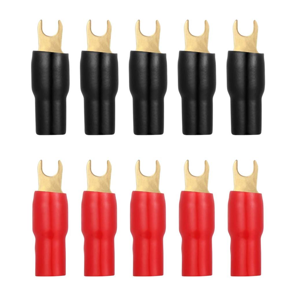 ขั้วต่อจอบ: 10 ชิ้นขั้วต่อจอบ 4GA Gauge Strip Spade Terminal Spade ส้อมอะแดปเตอร์ตัวเชื่อมต่อปลั๊ก C