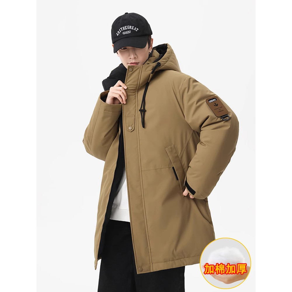 NASA Down Cushion Jacket Mens Mid-Length Military Coat Winter Thicken Cold-Proof Cushion Jacket Over