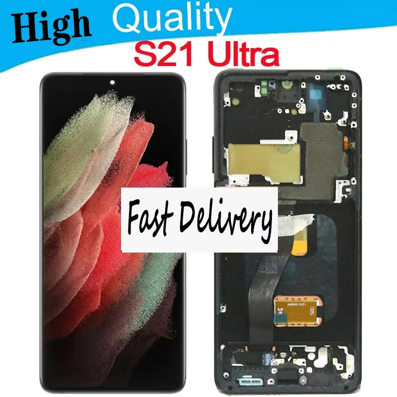 6.8 คุณภาพสูง Amoled Lcd สําหรับ Samsung S21 Ultra หน้าจอสัมผัส S21 Ultra G998 G998 G998u จอแสดงผล