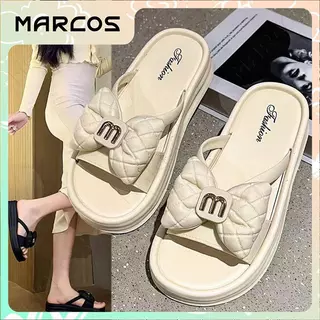 MARCOS รองเท้าแตะยางผู้หญิง รองเท้าแตะคู่ใส่ในบ้านฤดูร้อน พื้นหนาไม่ลื่น รองเท้าแตะสำหรับทุกฤดู #07