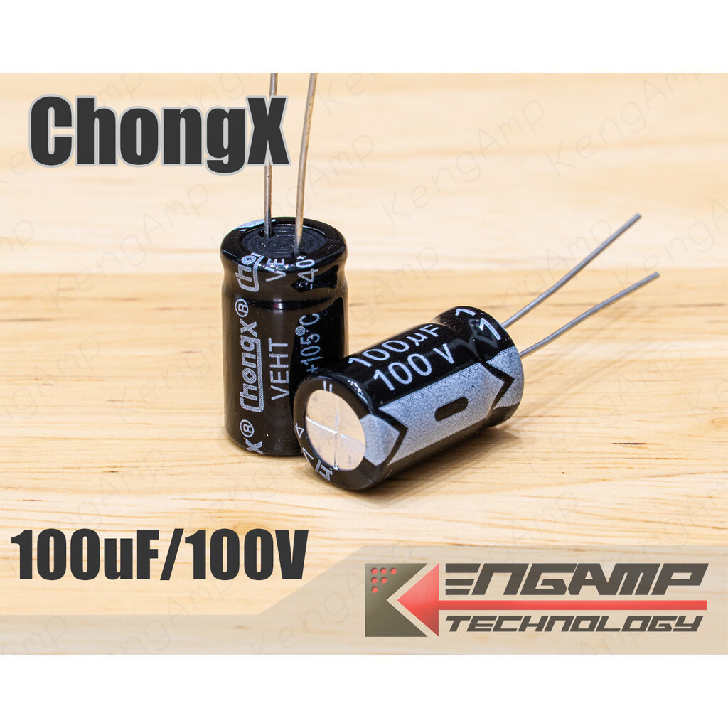 (10ตัว) [E-CAP] 100uF/100V 105 C ChongX VEHT 10x17mm P= 5mm