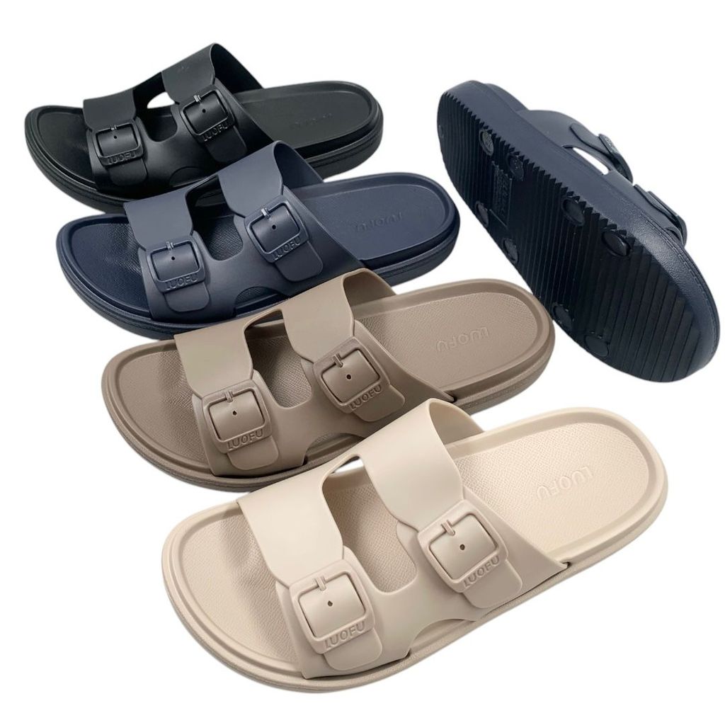 88 LUOFU UNISEX Rubber 2-Buckle Tyre Sandals สําหรับวัยรุ่น E6236-BRB2LK (AX3)