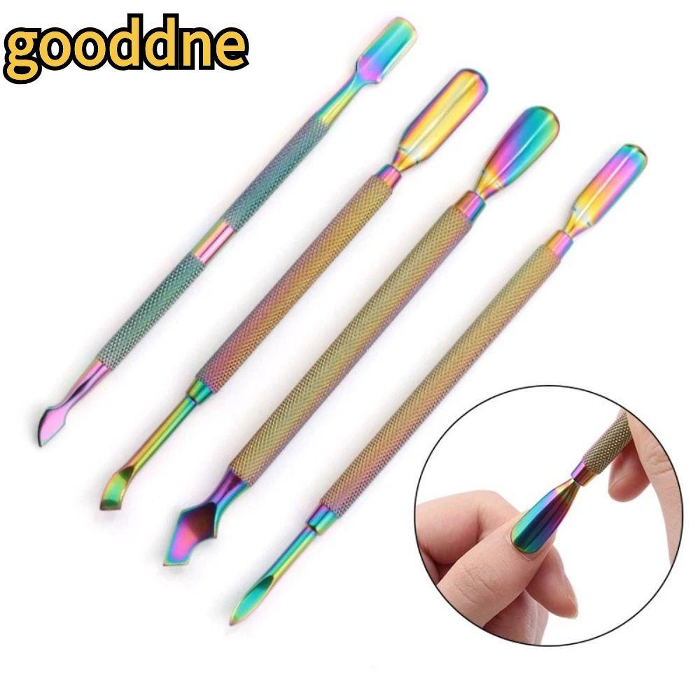 GOODDNE Cuticle Pusher, สแตนเลสสองด้าน Dead Skin Remover, Multi-Functional Double-Ended สามเหลี่ยม Scraper Multicolor เจลเล็บ Remover เล็บ Care
