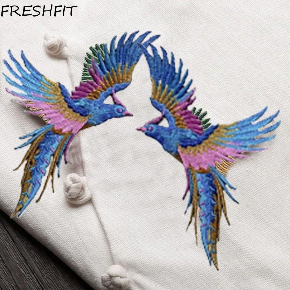 FRESHFIT คู่นกฟินิกซ์ปัก Applique, แพทช์ผ้ากาวติดเอง, สติกเกอร์สำหรับแต่งเสื้อผ้าและกระเป๋า