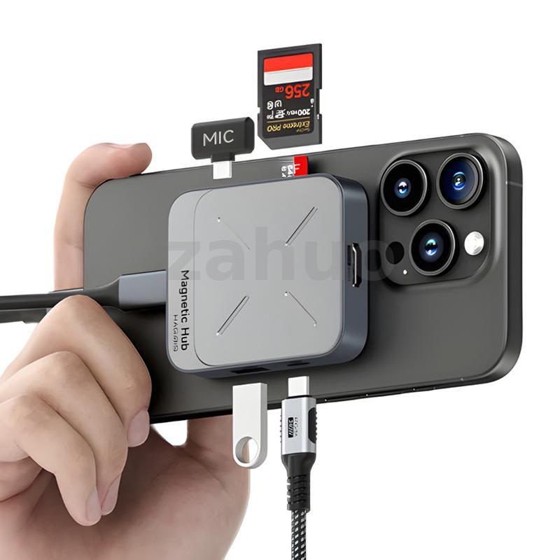 Hagibis TC100 Dual-Sided Type-C Magnetic Docking Station 10Gbps USB-A/C PD100W 4K/60Hz HD 3.5 มม.SD3