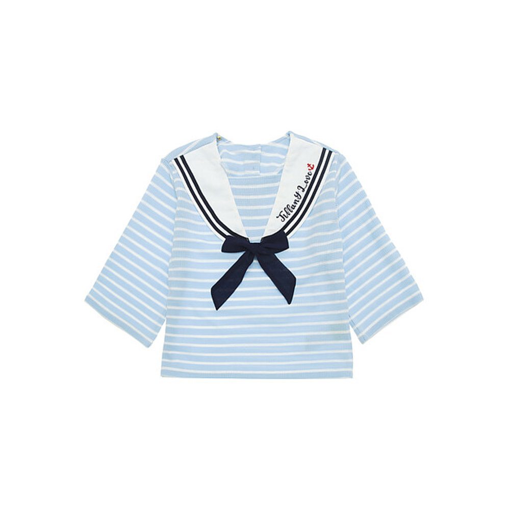 เสื้อยืดคอปกจับคู่สี สีฟ้าอ่อน เกาหลี T32KST040