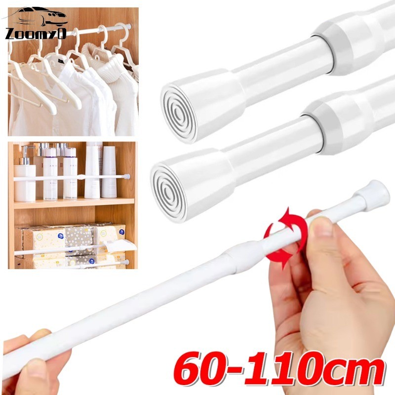 ราวม่านหน้าต่างแรงดึงสีขาว-ราวม่านสปริงแรงดันขยายได้แบบปรับได้-สําหรับประตูห้องนอนทางเข้าประตูตู้เสื้อผ้า