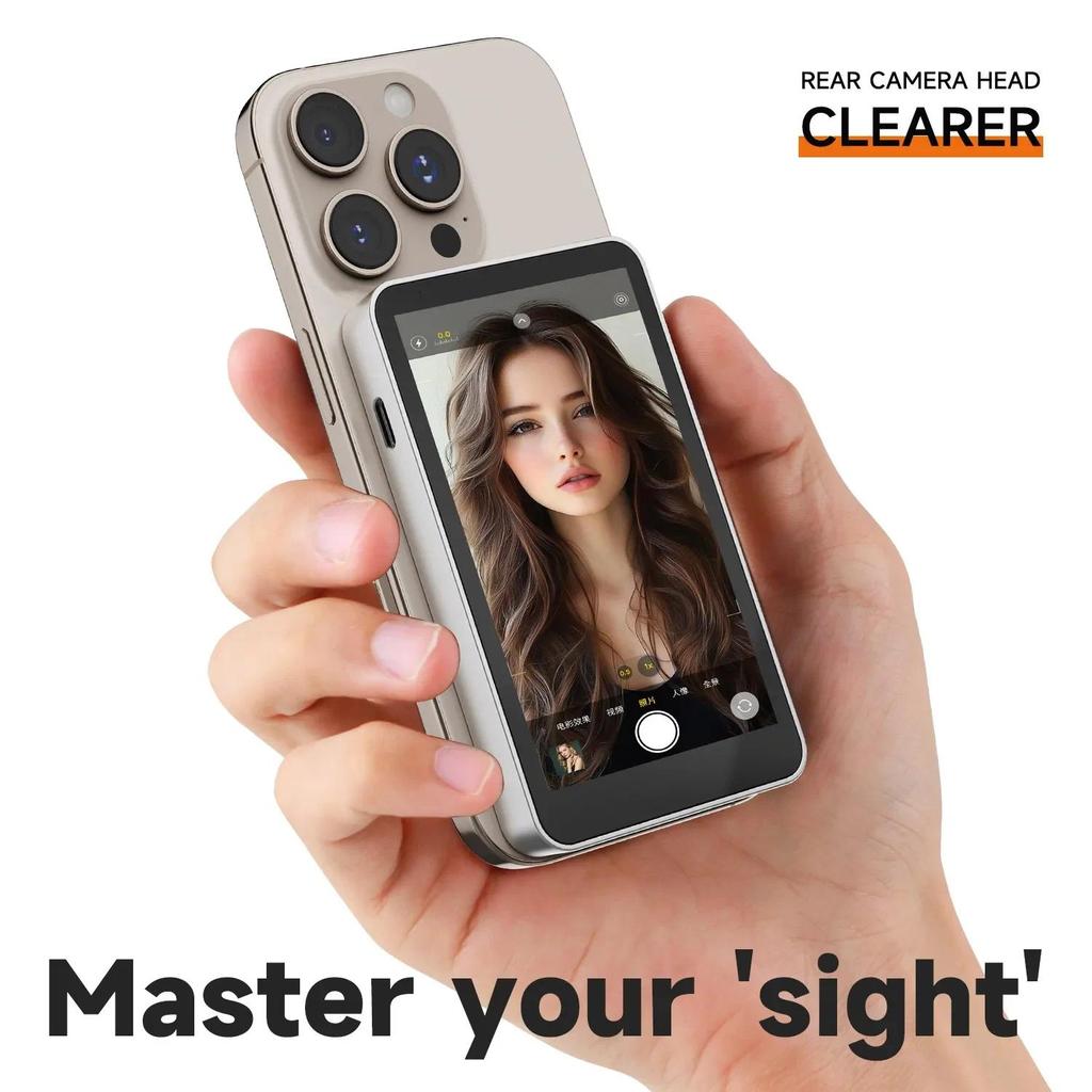 XView Vlog Selfie Monitor หน้าจอสําหรับ iPhone & Android, Magnetic Wireless กล้องหลังโทรศัพท์พร้อมช่