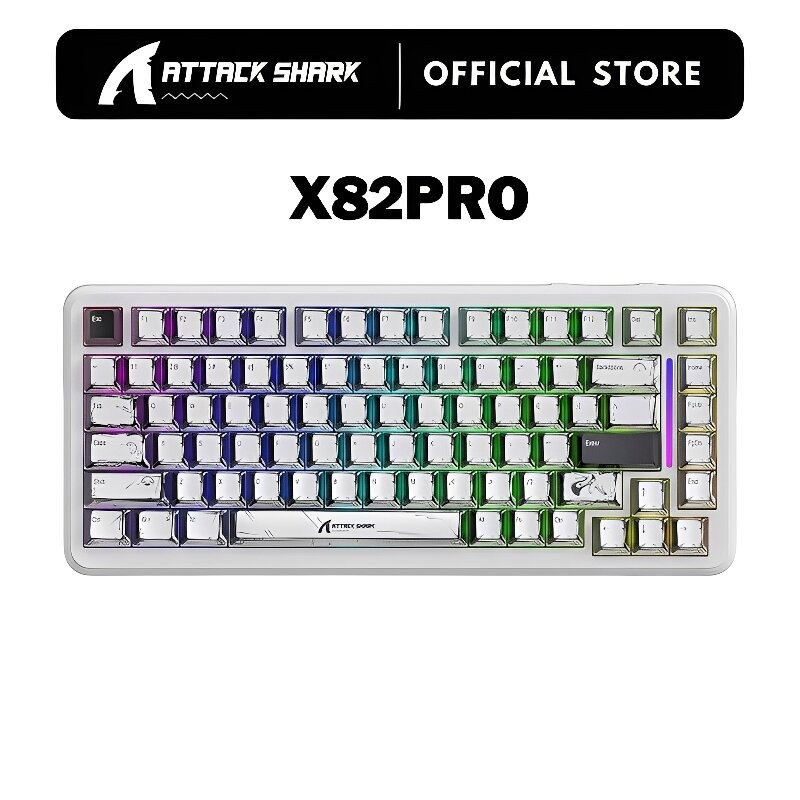 ATTACK SHARK X82PRO HE 75% ไร้สาย Rapid Trigger Gaming คีย์บอร์ด 0.01 มม.RT ปรับ Actuation 8Khz Polling Rate Hot-Swap RGB
