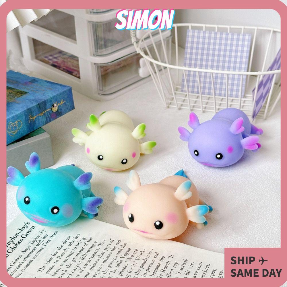 SIMON การ์ตูนปลา Squishy ของเล่น, น่ารัก Axolotl ความเครียดบรรเทาบีบของเล่น, ตลกหลายสี Fidget ตุ๊กตา