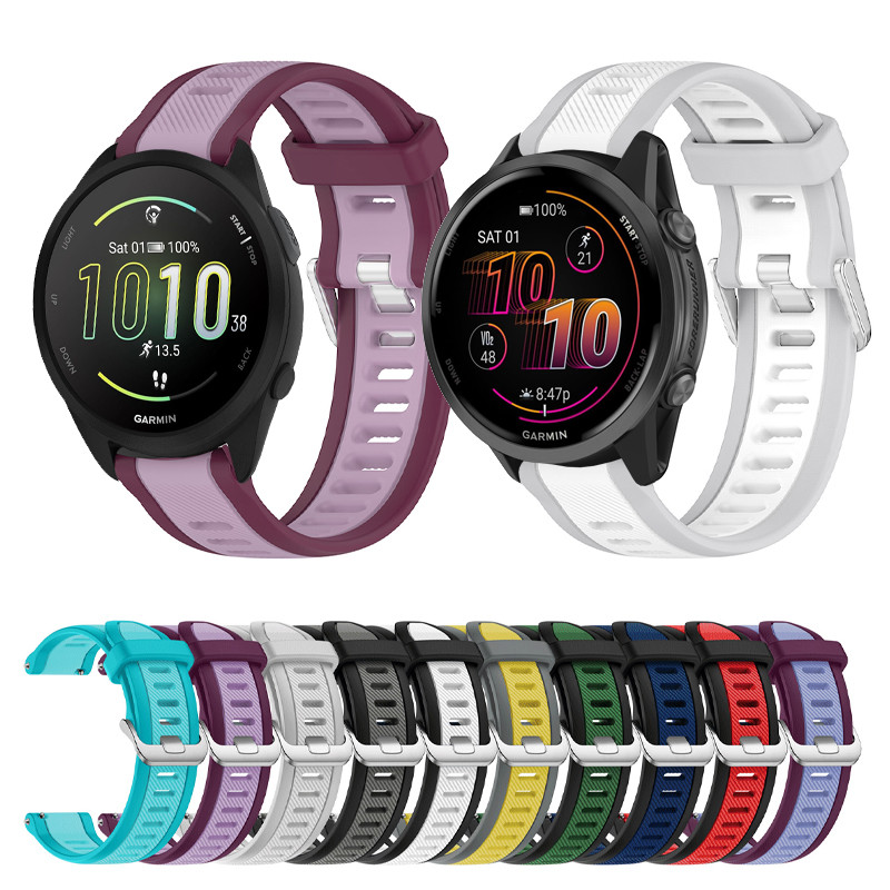 Two-tone Spliced Silver Buckle สายซิลิโคนสําหรับ Garmin Venu 4 3 2 2plus SQ Sq 2 Vivoactive 6 5 3 Vivomove Trend