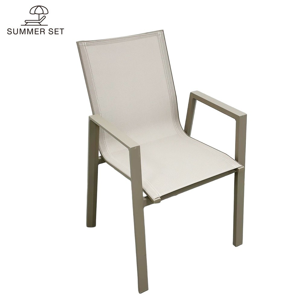 room_shop101 SUMMER SET เก้าอี้สนามอลูมิเนียม รุ่น PAVIA-G ขนาด 56x56x88 ซม. สีเทา