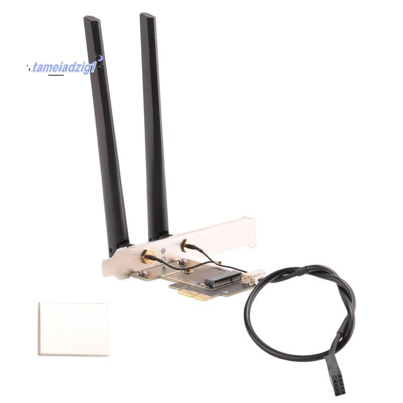 NGFF M2 การ์ดไร้สายเป็น PCI-E Pcie เดสก์ท็อปอะแดปเตอร์แปลง 2 เสาอากาศ AC สําหรับ AX200 9260AC 8265NG