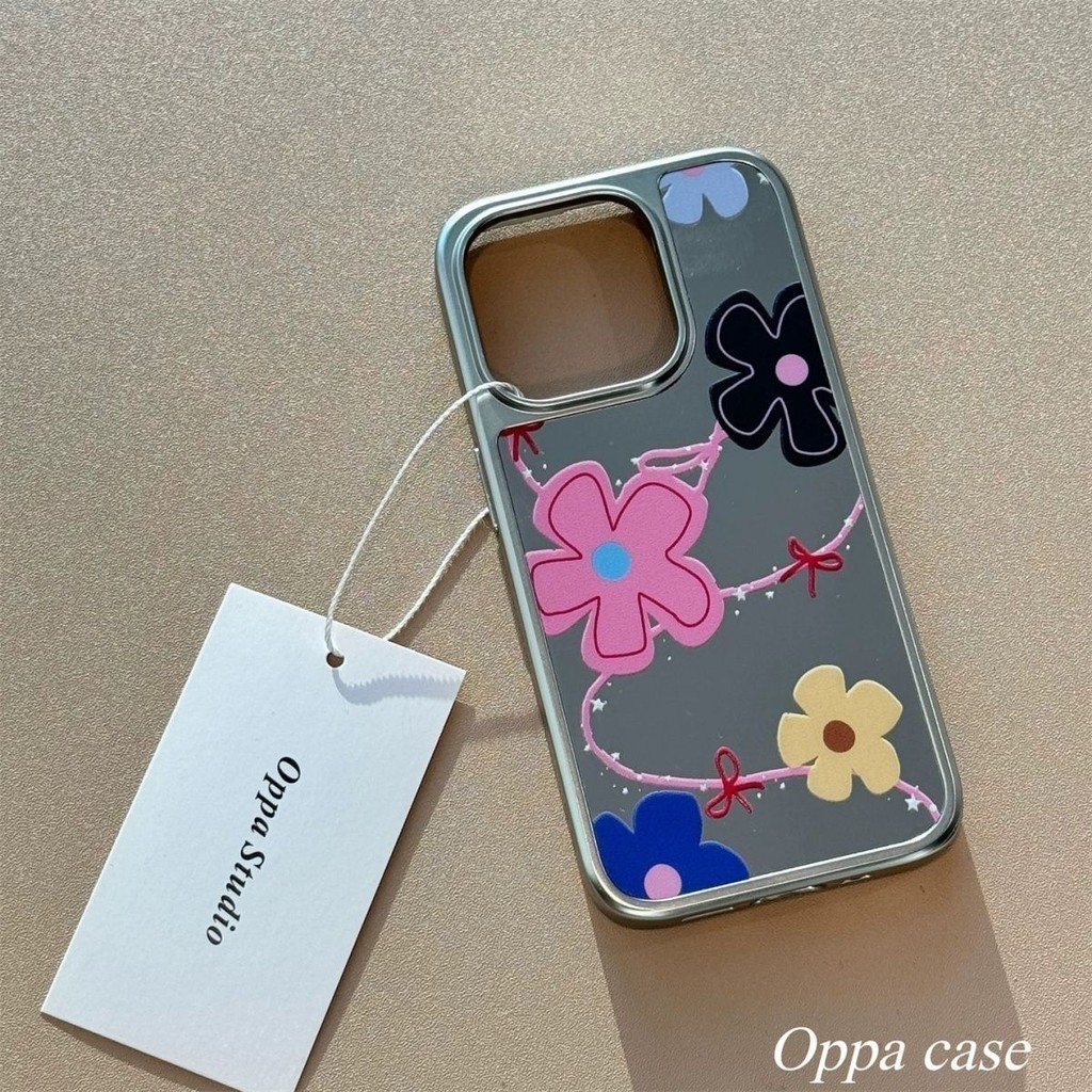 โบว์ดอกไม้แต่งหน้ากระจกเคสโทรศัพท์ Anti-Fall สําหรับ iPhone 18 Pro Max 18 Pro 18 16 Promax 15 Promax 11 12 13 15plus 16e