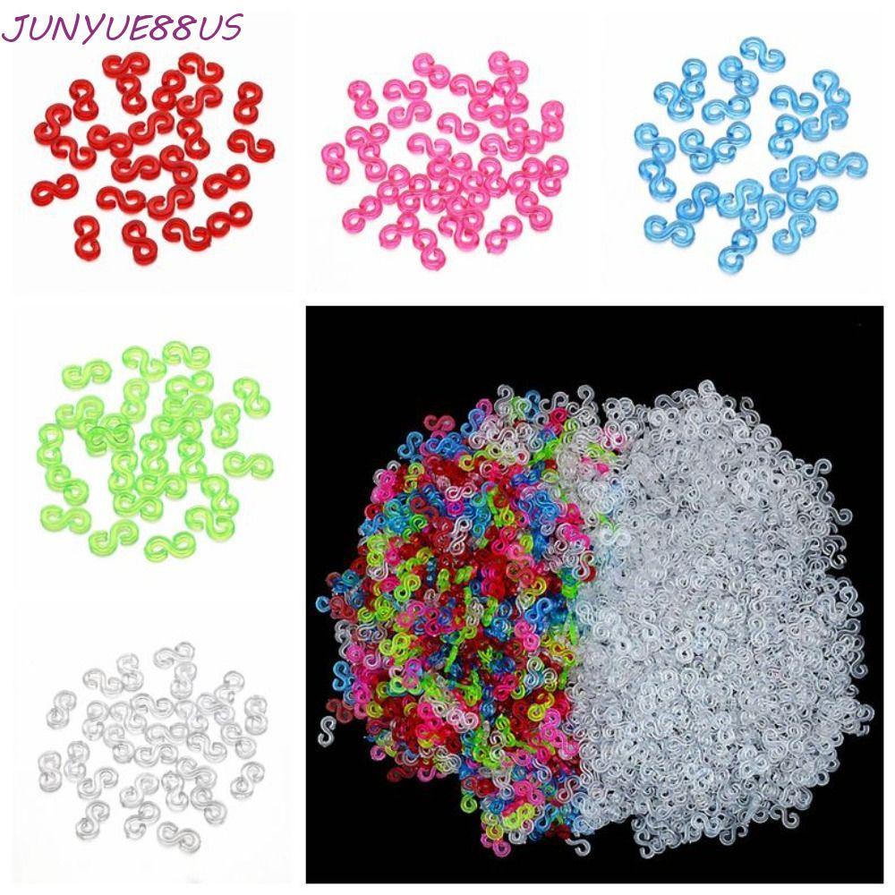 JUNYUE88US 500 ชิ้นอะคริลิค S คลิป, อะคริลิคโปร่งใส Loom Bands Braid Hook, เครื่องประดับทําสีสัน Cla