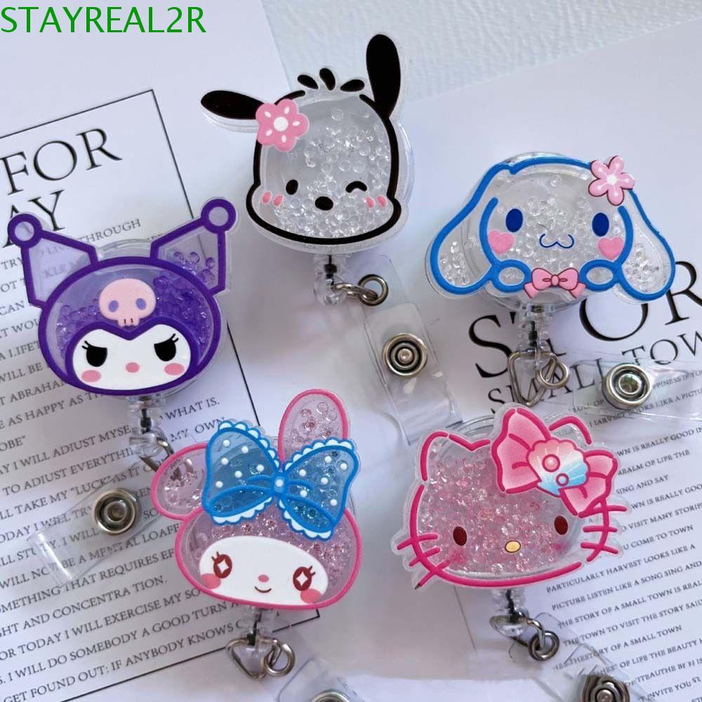 STAYREAL2R ID Card คลิป, My Melody Cinnamoroll Retractable Badge Reel, โรงพยาบาลใช้ Kawaii Pochacco 