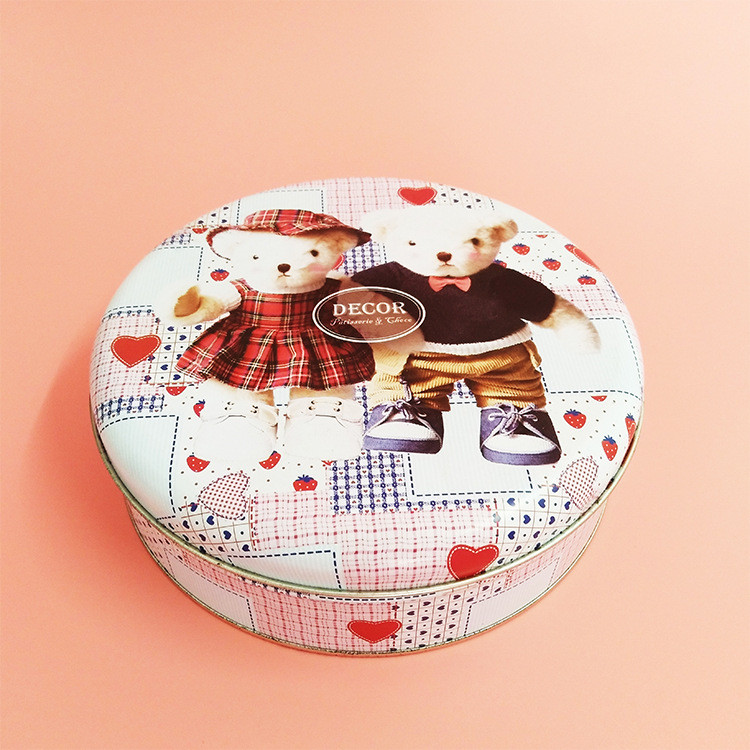 Tinklate Bear Biscuit Tin Box Handmade Cookie Round Round Tin Gift Box