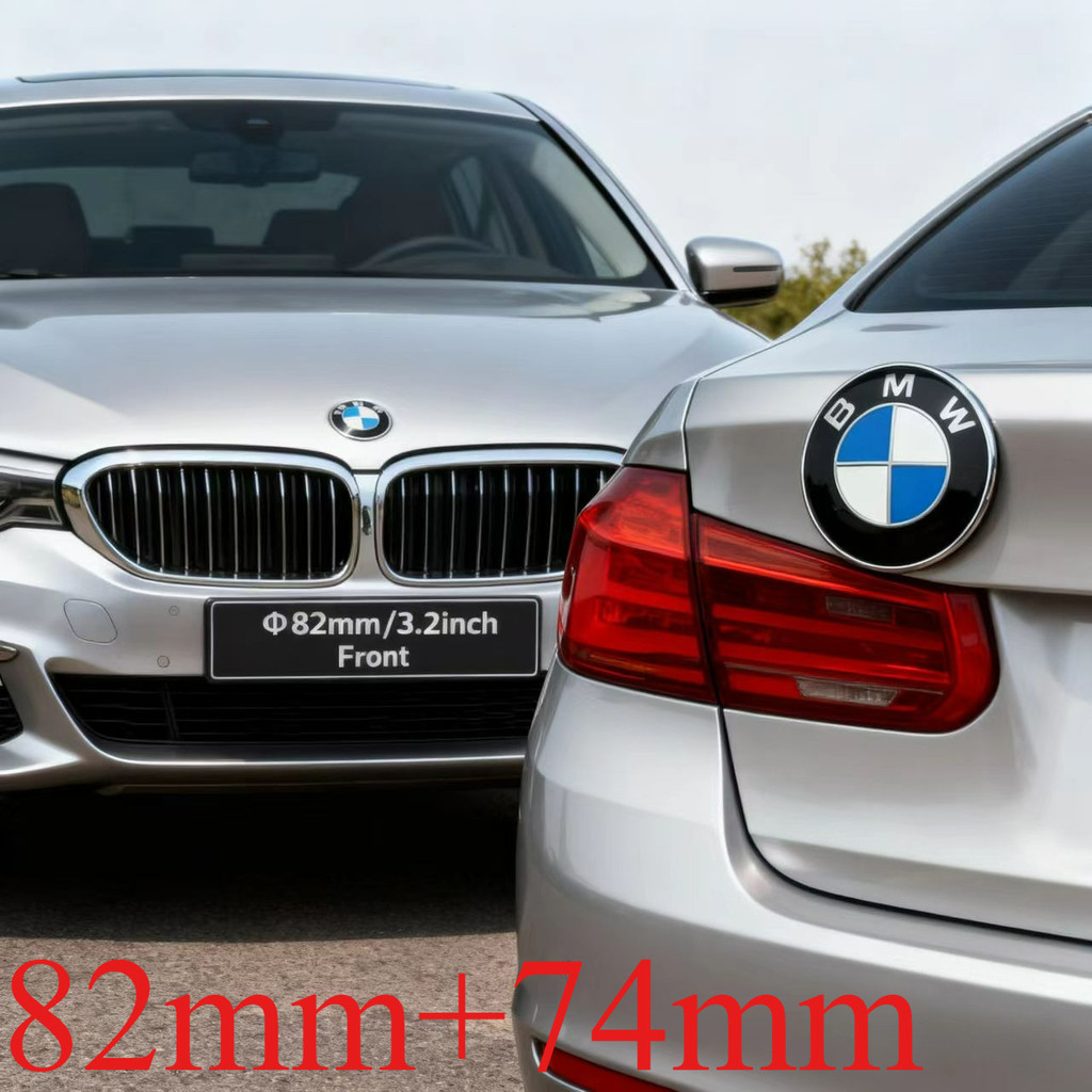 2 ชิ้น 74 มิลลิเมตร 82 มิลลิเมตร BMW โลโก้ด้านหน้าหมวกและหมวกด้านหน้า, เหมาะสําหรับ BMW E34 E36 F10 