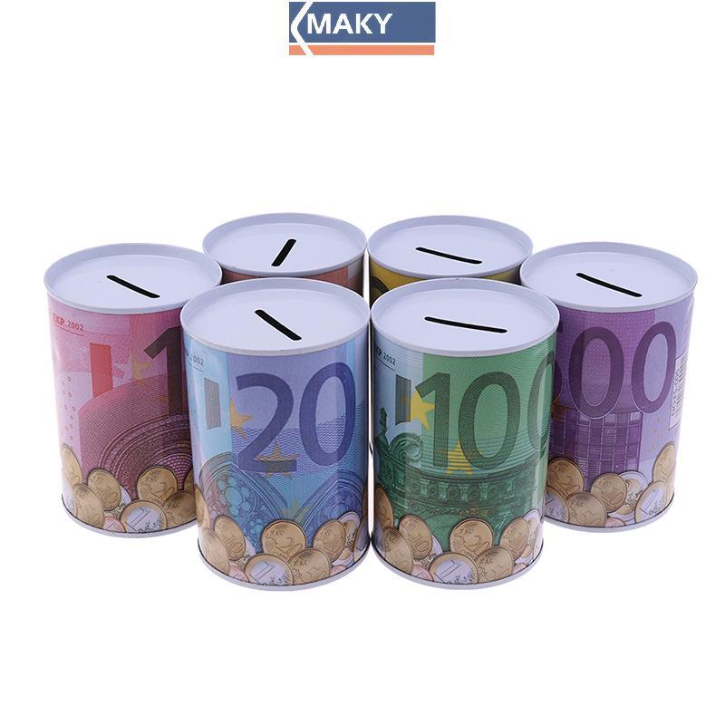MAKY Euro Dollar Money Box ปลอดภัยสำหรับเก็บเหรียญ Piggy Bank