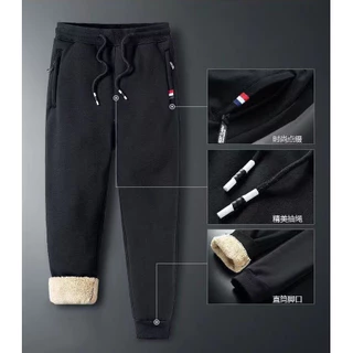 M-5XL ฤดูหนาวซับขนสัตว์หนากางเกงกลางแจ้ง หลวมสบายๆความร้อน Sweatpants กางเกงสีดําสีเทา กางเกงสแลค