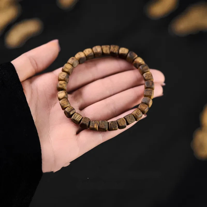 มีอธิษฐาน Qinan สร้อยข้อมือลูกปัดไม้กฤษณาเกรดจมอยู่ใต้น้ํา Wenwan มือถือ Lucky Charm Unisex Universal