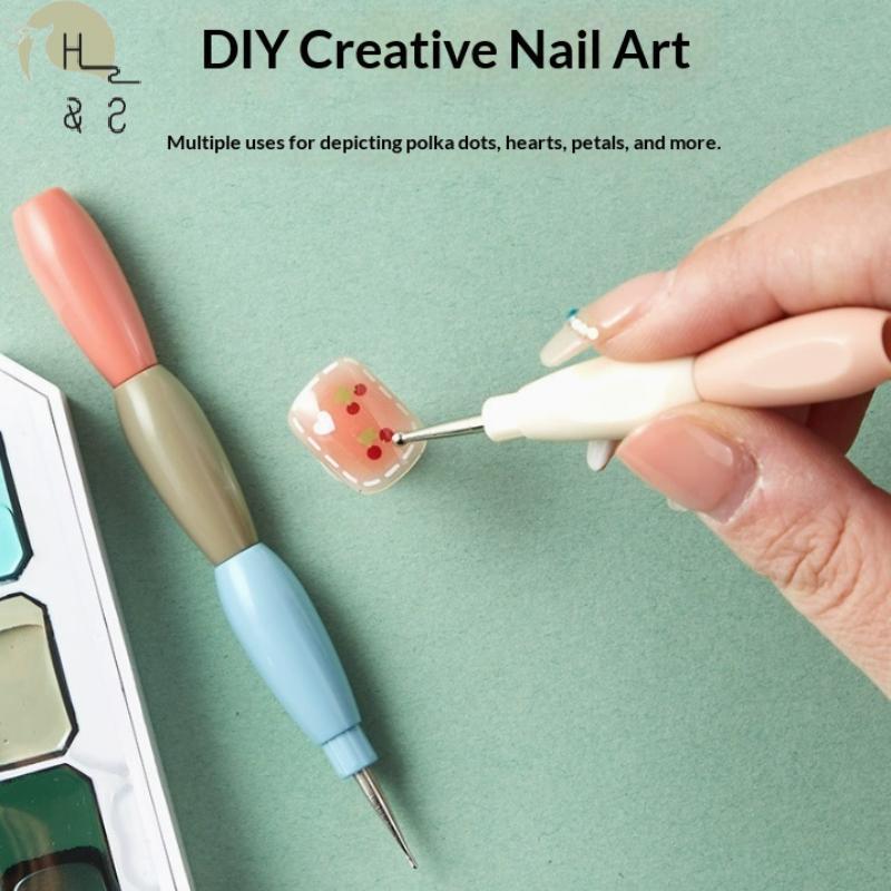 [H&S] Nail Art Liner Dotting Pen 5 ชิ้น Multipa Interloable Multicolor Handle สําหรับ DIY แต่งเล็บดอ