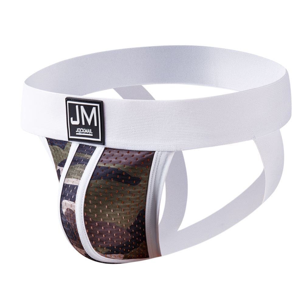 JOCKMAIL ชุดชั้นในบิกินี่ผู้ชายลายพรางตาข่าย Jockstrap Breathable Comfort
