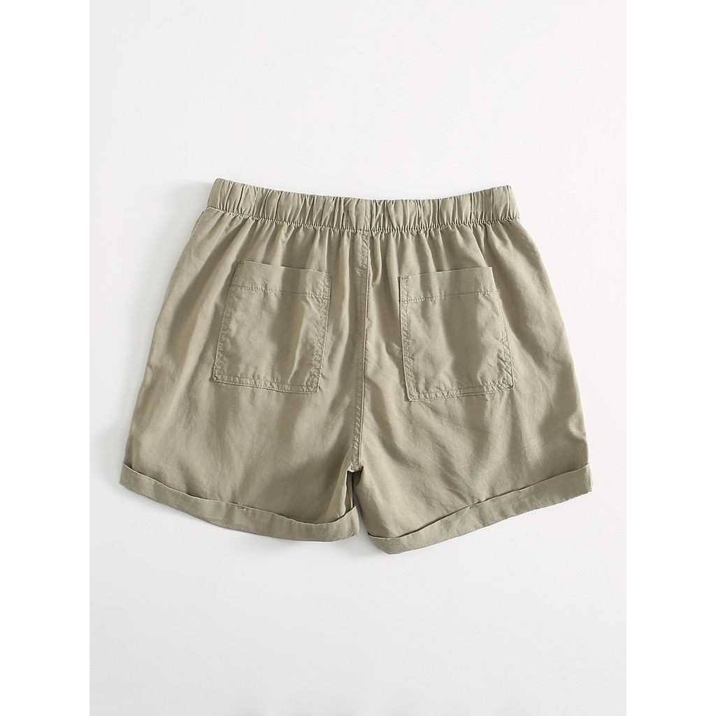 ยุโรปอเมริกัน Singles ~ DP48 Dollar Drapy Breathable Tencel กางเกงขาสั้นขากว้างเอวยางยืดหลวม Curling