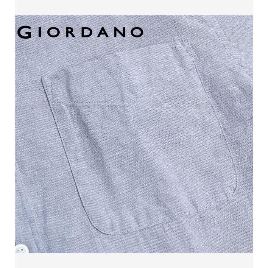 GIORDANO قميص رجالي قطن وكتان نصف كم — صورة 6