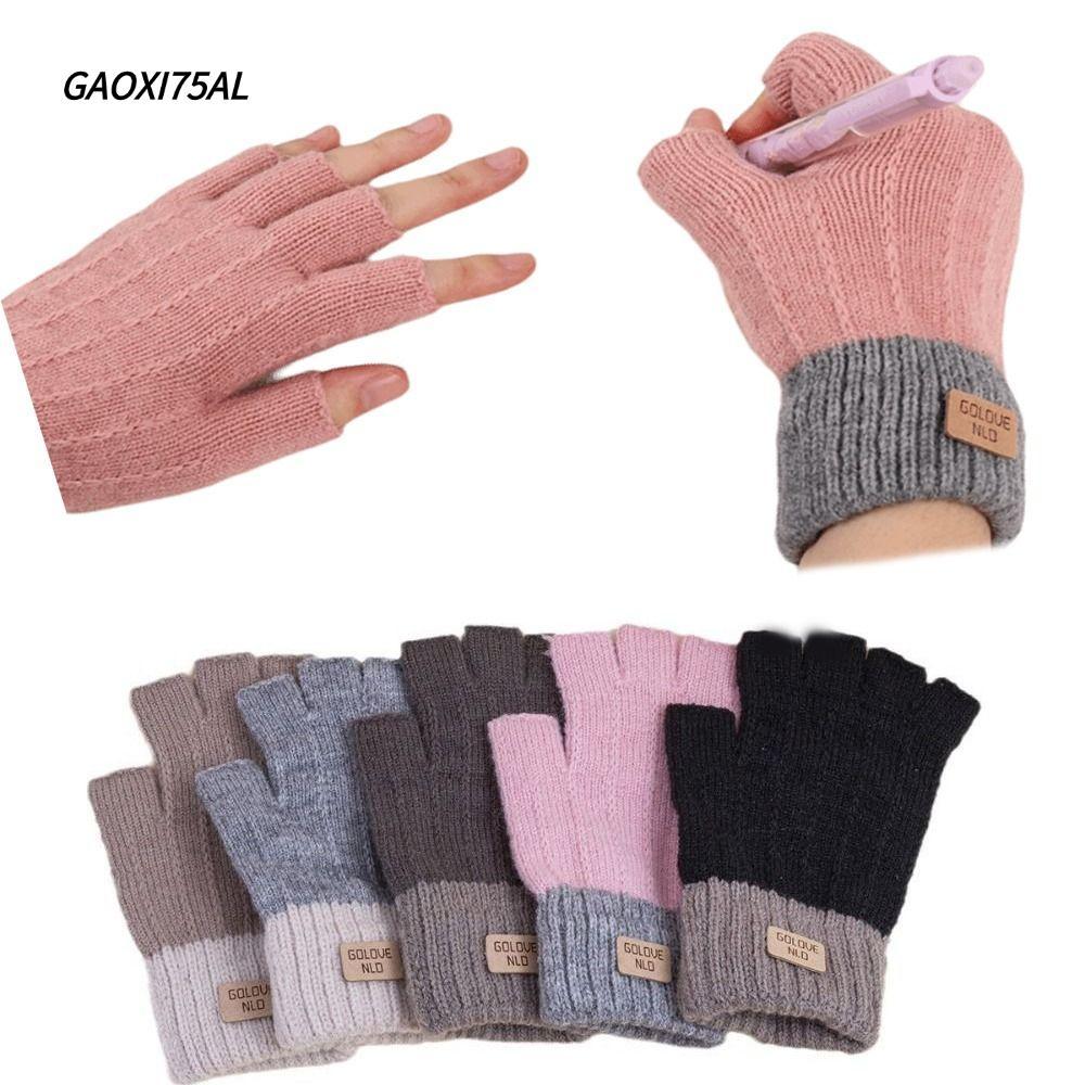 GAOXI75AL ถัก Fingerless ถุงมือ, Anti-Freeze ยืดหยุ่นถุงมือความร้อน,หนา Warm Touchscreen ผู้หญิงผู้ชาย