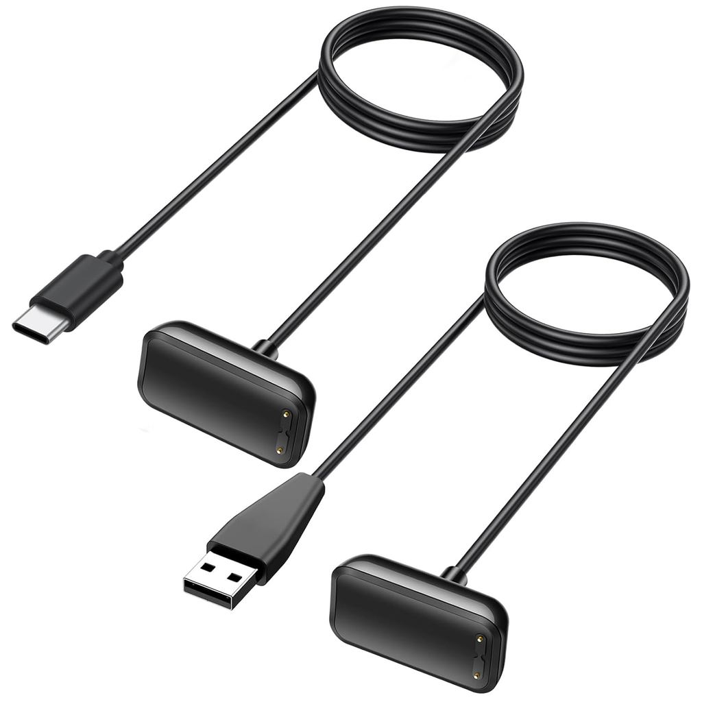 Meliya 2 แพ็ค USB-A + สายชาร์จ USB-C สําหรับ Fitbit Inspire 3, สายชาร์จ USB-A/C สําหรับ Inspire 3 Fi