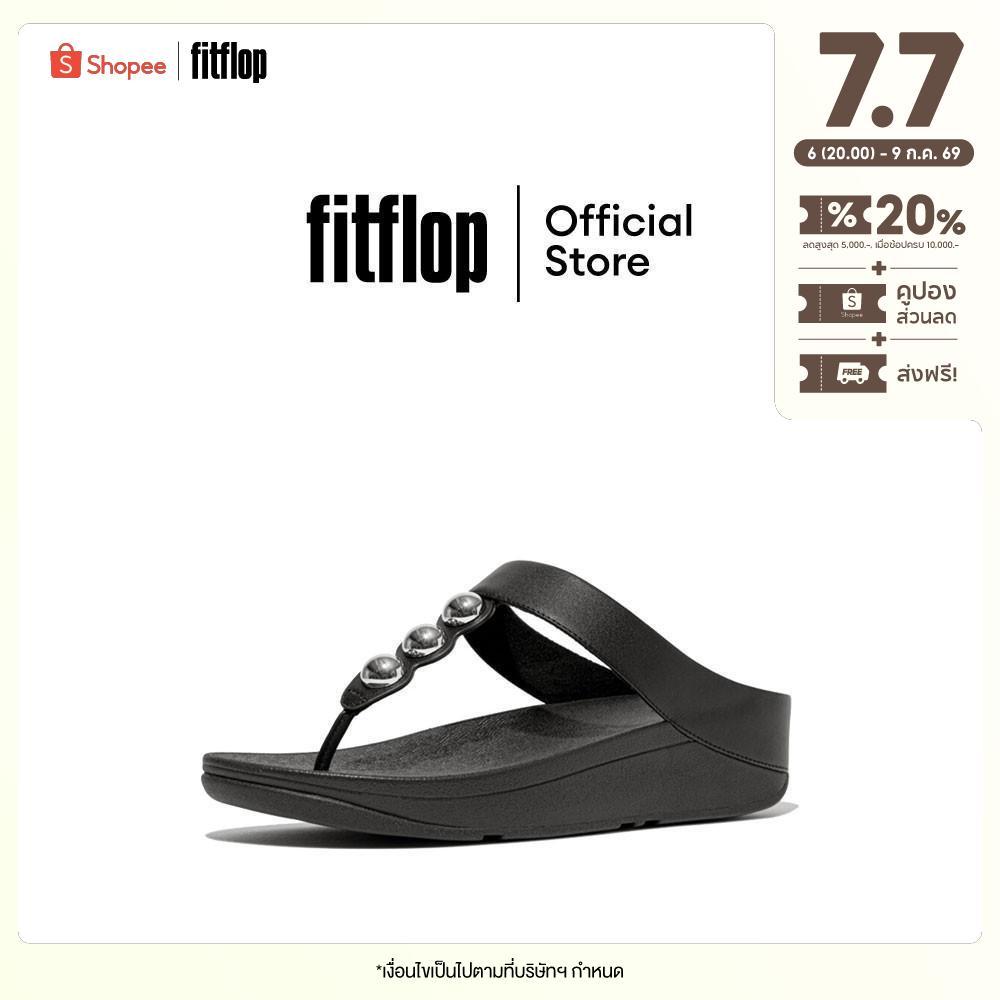 FITFLOP FINO MIRROR-DOME LEATHER รองเท้าแตะแบบหูหนีบผู้หญิง รุ่น HW8-001 สี BLACK