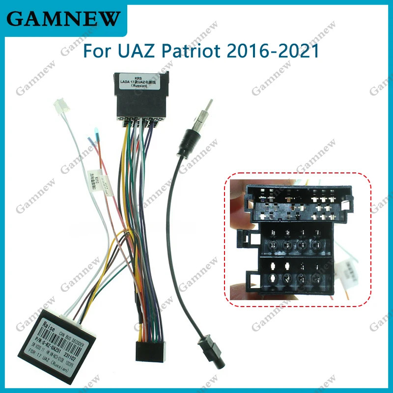 16Pin รถสายไฟอะแดปเตอร์กล่อง Canbus ถอดรหัส Android วิทยุสายไฟสําหรับ UAZ Patriot 2017-2021