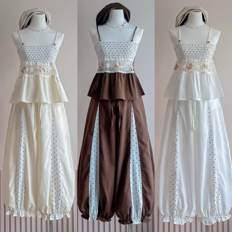 Ruda polkadot look สายเดี่ยว กางเกง ขายาวจินนี่ m10