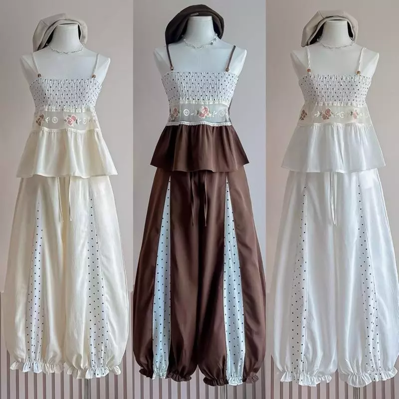 Ruda polkadot look สายเดี่ยว กางเกง ขายาวจินนี่ m10