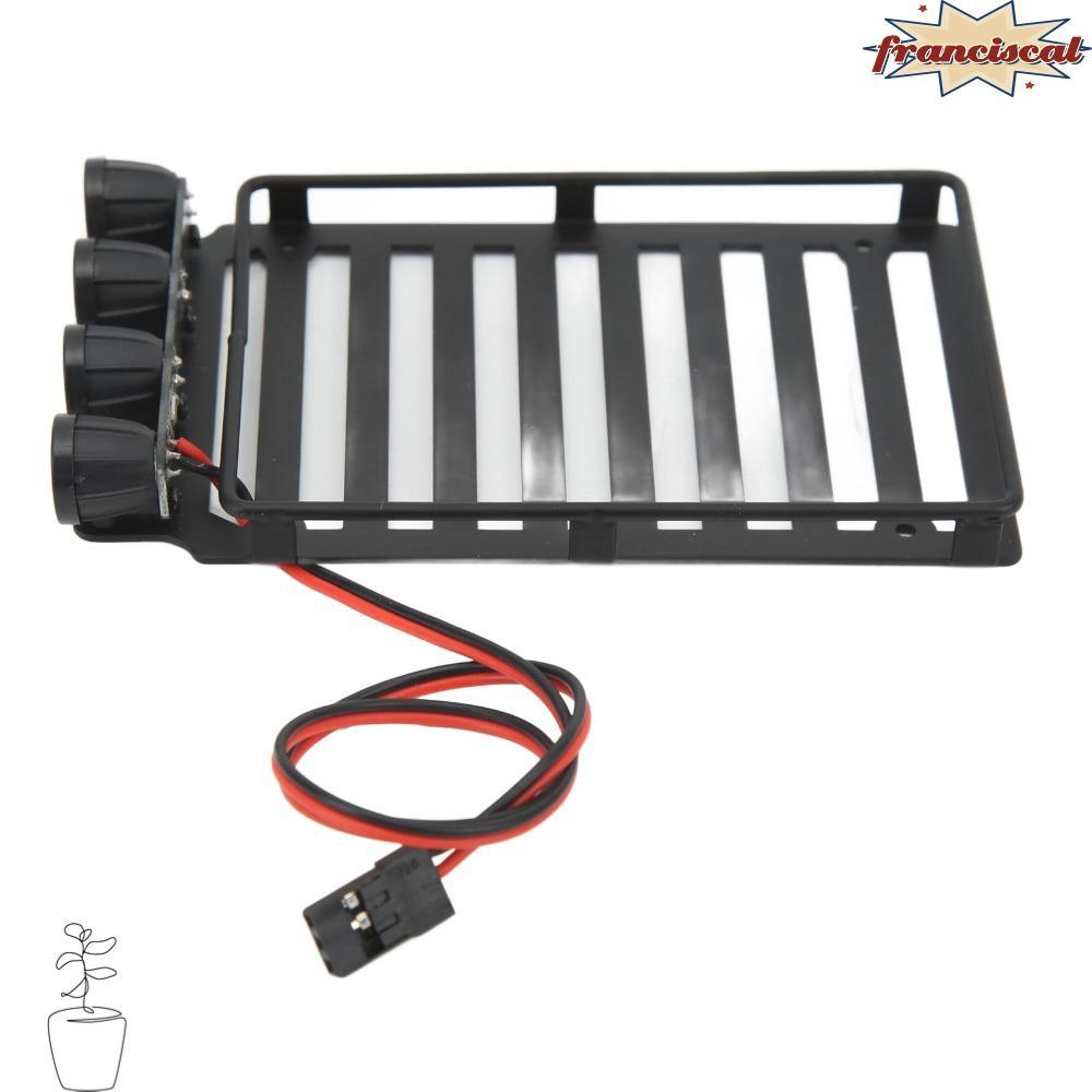 FRANCISCAL แร็คหลังคากระเป๋าเดินทาง,พลาสติก 1/24 Scale RC แร็คหลังคา Part,ทนทาน LED Light แร็คหลังคา