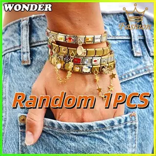 สุ่ม 1 ชิ้นอิตาเลี่ยน Charm สร้อยข้อมือ Fit 9 มม.สร้อยข้อมือสแตนเลสเครื่องประดับทําอุปกรณ์เสริม DIY Retro บุคลิกภาพโมดูลสร้อยข้อมือ