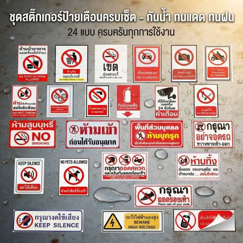 Rich TEE สติกเกอร์ป้ายเตือนต่างๆ สติกเกอร์ PVC เกรดพรีเมี่ยม หมึกพิมพ์คุณภาพสูง  ติดทนนาน ทนแดด ทนฝน สีไม่ซีด