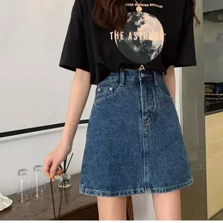 S-7XL 4 สี กระโปรงยีนส์สั้น สำหรับผู้หญิงไซส์พลัสรูปร่างลูกแพร์ กระโปรงทรงเอไลน์ช่วยให้ดูผอมเพรียว