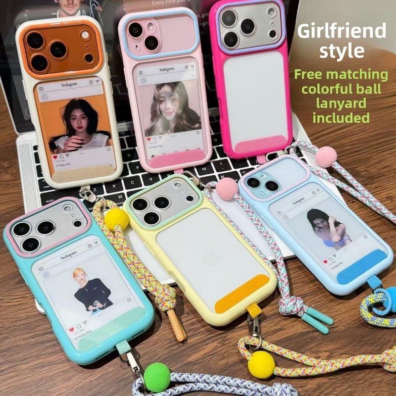 สี Splicing โปร่งใสปกหลัง Anti Drop DIY + lanyard เคสโทรศัพท์เหมาะสําหรับ IPhone 11 12 13 14 15 16 17 PRO MAX