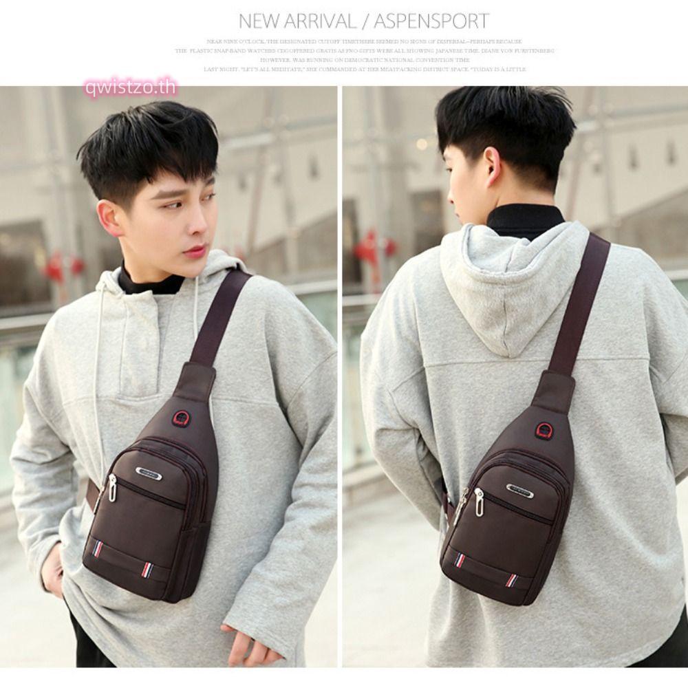 QWISTZO Men Messenger กระเป๋า,สี่เหลี่ยมผืนผ้าสีดําสีฟ้าสีเทาสีน้ําตาลผู้ชายกระเป๋าสะพายข้าง,ผ้าลําล