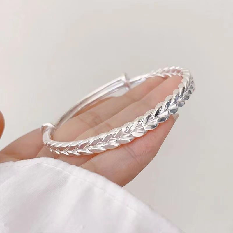 999Silver bracelet with high-grade wheat ears for peace tb Pure silver bracelet for students, Christ