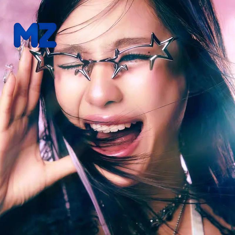 [MZ] Y2K Polygon Star ผู้หญิงกรอบแว่นตาไม่สม่ําเสมอแฟชั่นแว่นตาสําหรับคอสเพลย์แต่งตัว